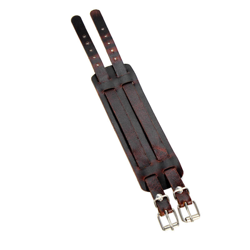 Brățară din piele pentru bărbați la modă. Brățări și brățări din piele PU deschisă. Brățară neagră maro, lată dublă, Punk, unisex, bijuterii