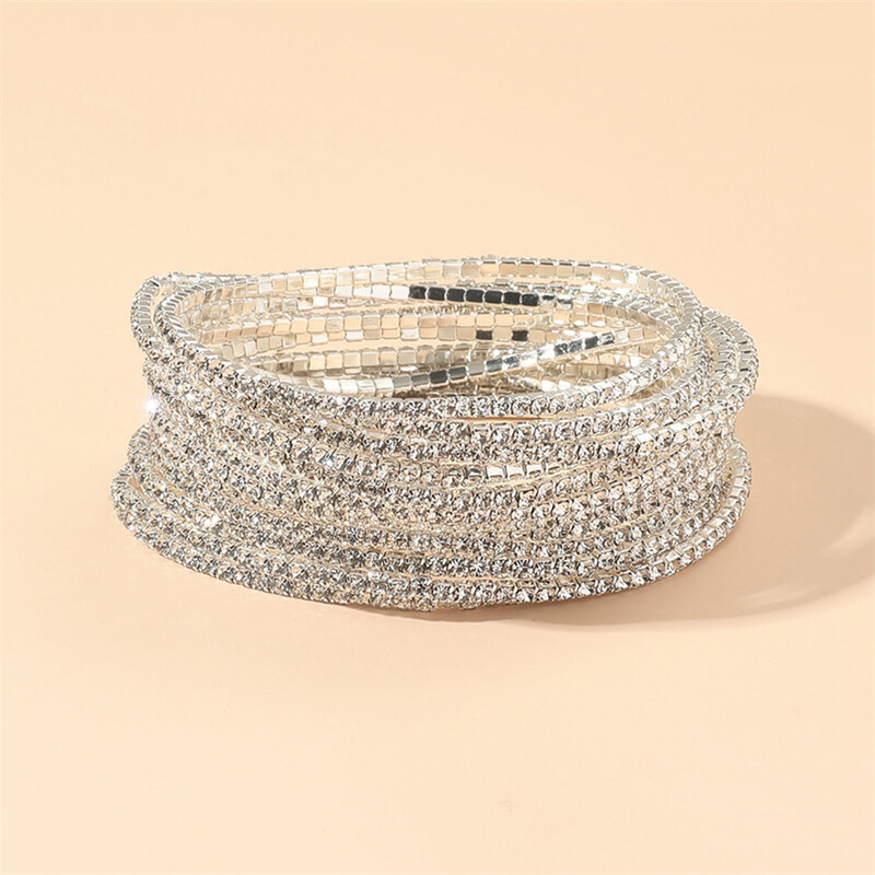 12 bucăți personalizate, strălucitoare, cu mai multe straturi, brățară, bijuterii, nuntă, rochie elegantă, accesorii de bijuterii