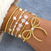 6 vnt / rinkinys Vintažinės bohemiškos karoliukų apyrankės moterims Aukso spalvos žvaigždės širdies perlų lanko apyrankių rinkinys Madingi papuošalai Dovana Nauja