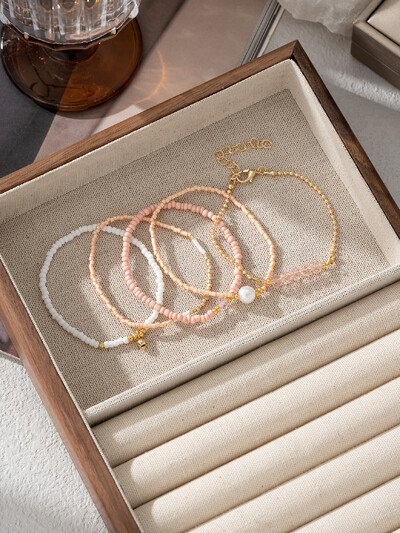 Set de brățări elastice cu margele roz, lucrate manual, pentru doamne, petreceri, bijuterii de vacanță