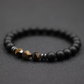 Brățară pentru bărbați de modă Brățară din piatră de onix negru Ochi de tigru natural neregulat Brațară sodalit cu margele Accesorii pentru bărbați