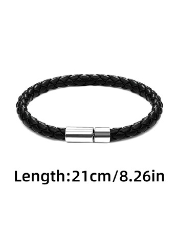 2 ΤΕΜ Black Plus Brown PU Δερμάτινο ανδρικό βραχιόλι μαγνητικής αναρρόφησης Business The ώριμο και κομψό δώρο για άνδρες