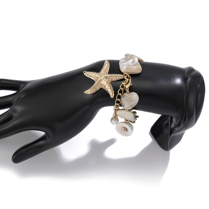 Tendință Y2K, bijuterii pentru petrecerea de nuntă, brățară de șocher cu cochilii de plajă albă, pentru femei, brățară elegantă cu pandantiv cu carapace mare B073