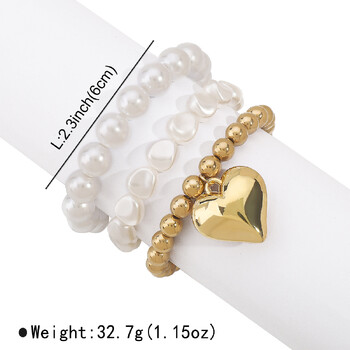 3 τμχ/Σετ Boho Elegant Multilayer Big Imitation Pearl Beads Chain βραχιόλι Αξεσουάρ Γυναικεία Δώρο διακοπών Κοσμήματα B072