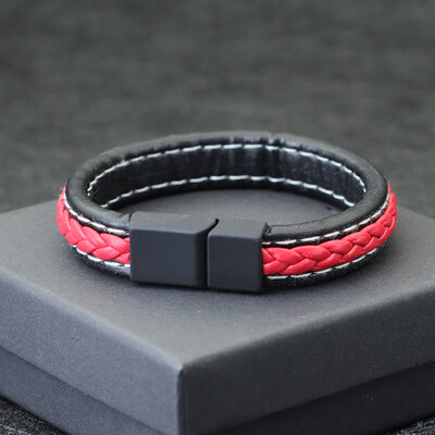 Brățară din piele la modă bărbați Hiphop Rock Brățări Homme Brățară roșie norocoasă Cadou de aniversare pentru iubit Accesorii Pulseira