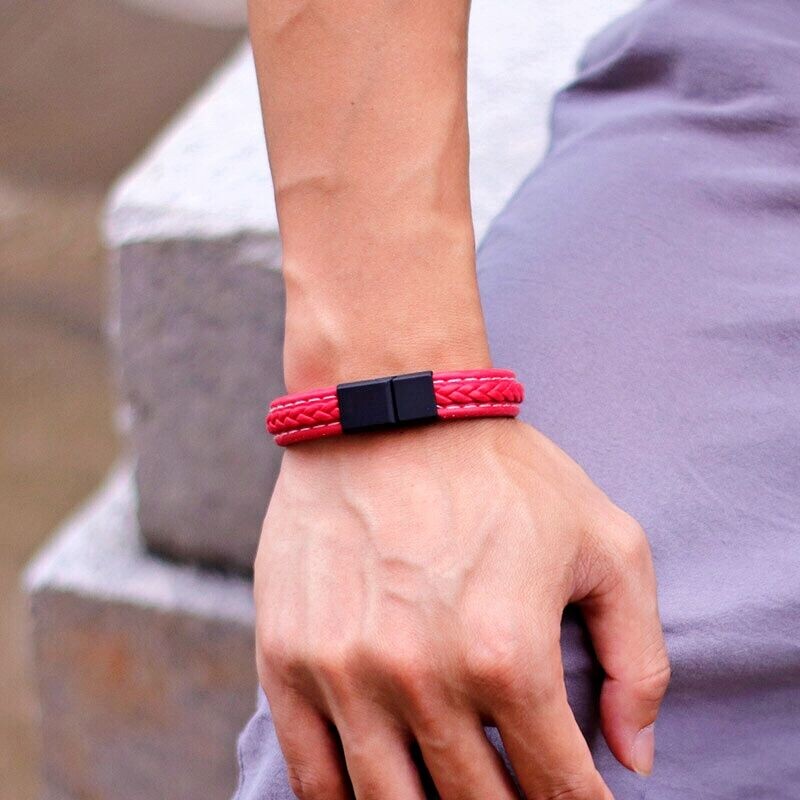 Brățară din piele la modă bărbați Hiphop Rock Brățări Homme Brățară roșie norocoasă Cadou de aniversare pentru iubit Accesorii Pulseira