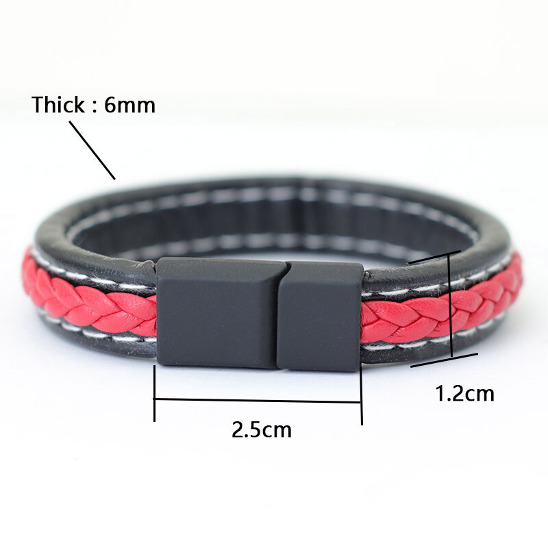 Brățară din piele la modă bărbați Hiphop Rock Brățări Homme Brățară roșie norocoasă Cadou de aniversare pentru iubit Accesorii Pulseira