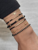 Vienkāršas rokassprādzes krelles ar rokām darinātas melna stikla akmens rokassprādzes sievietēm Boho Lady Jewelry Party brīvdienu rotaslietas aksesuāri