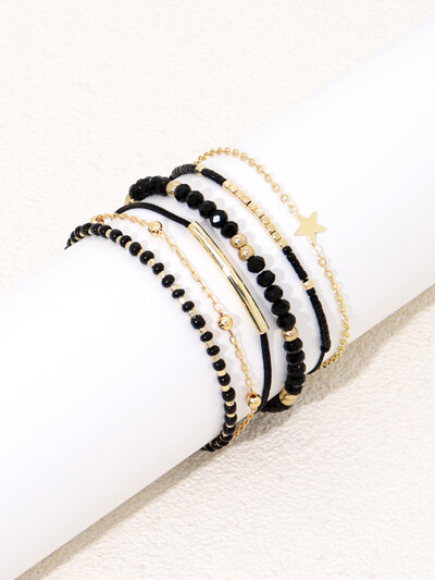 Vienkāršas rokassprādzes krelles ar rokām darinātas melna stikla akmens rokassprādzes sievietēm Boho Lady Jewelry Party brīvdienu rotaslietas aksesuāri