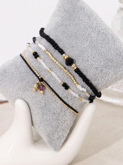 Vienkāršas rokassprādzes krelles ar rokām darinātas melna stikla akmens rokassprādzes sievietēm Boho Lady Jewelry Party brīvdienu rotaslietas aksesuāri