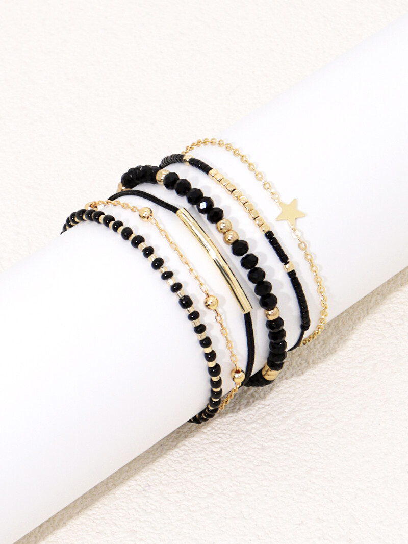 Vienkāršas rokassprādzes krelles ar rokām darinātas melna stikla akmens rokassprādzes sievietēm Boho Lady Jewelry Party brīvdienu rotaslietas aksesuāri