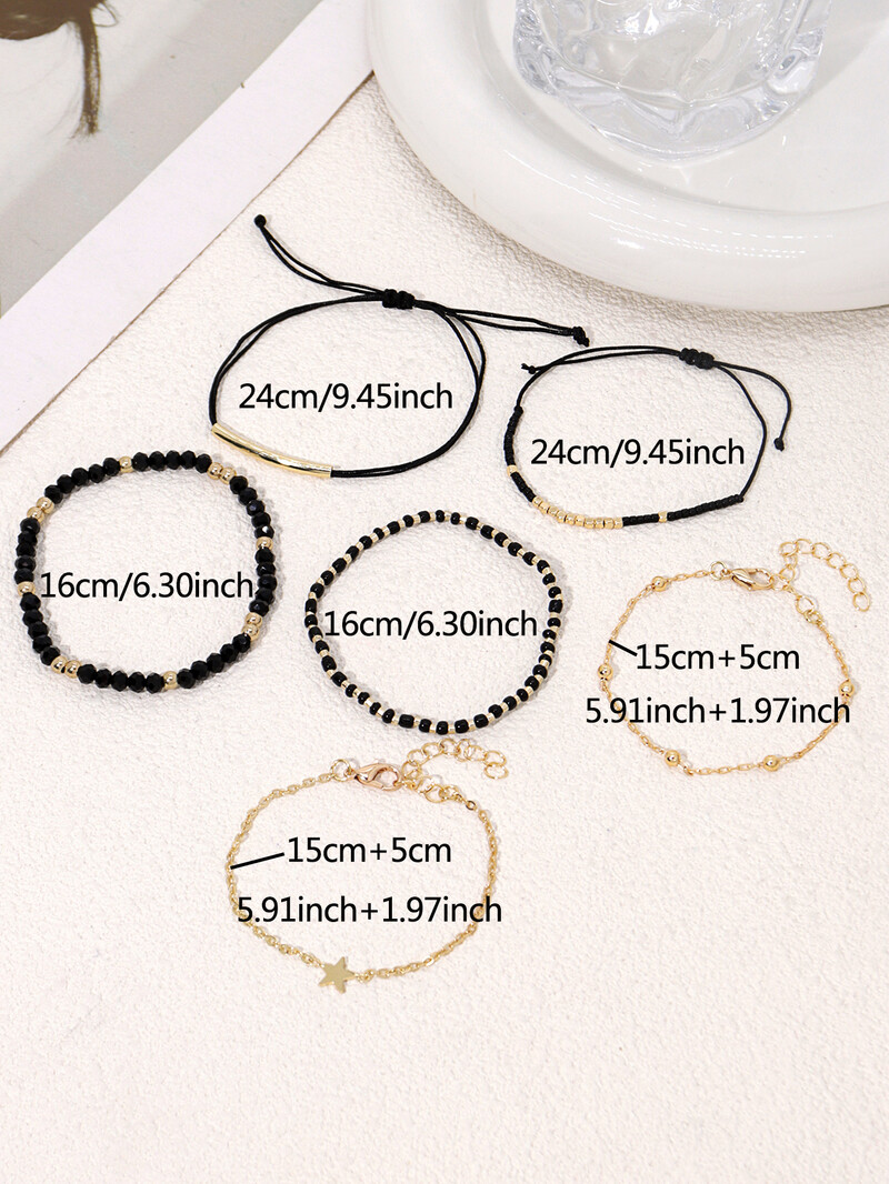 Vienkāršas rokassprādzes krelles ar rokām darinātas melna stikla akmens rokassprādzes sievietēm Boho Lady Jewelry Party brīvdienu rotaslietas aksesuāri