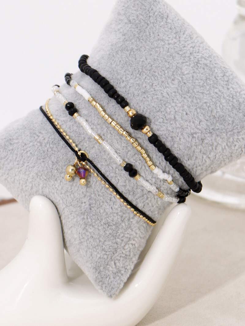 Vienkāršas rokassprādzes krelles ar rokām darinātas melna stikla akmens rokassprādzes sievietēm Boho Lady Jewelry Party brīvdienu rotaslietas aksesuāri