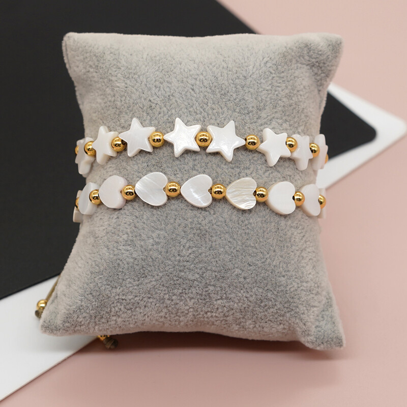 Go2boho 2023 Jaunums Bohēmijas vasaras mīlestības sirds zvaigzne Pērļu mātes gliemežvāku rokassprādze Satriecoša pludmales rota sievietēm