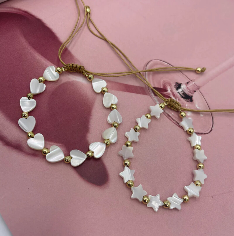 Go2boho 2023 Jaunums Bohēmijas vasaras mīlestības sirds zvaigzne Pērļu mātes gliemežvāku rokassprādze Satriecoša pludmales rota sievietēm