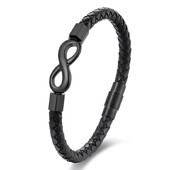 Melns Pu ādas pinums vīriešiem pusaudžiem zēniem bezgalīgs mīlestības šarms magnētiska aizdare rokassprādzes rotaslietas dāvana