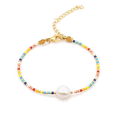 Go2boho Boho Summer Curcubew Bratara femei Miyuki Bratari Real Pearl Pulseras Bijuterii cu lanț din oțel inoxidabil de înaltă calitate