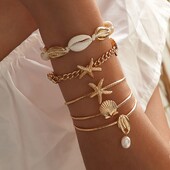 Brățară de lux de damă de modă Set de brățări cu pandantiv din scoici de mare Accesorii pentru vacanță pe plajă
