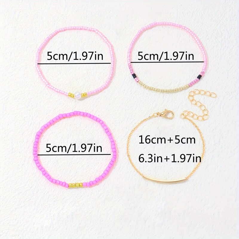 Brățară Moda Femei Roz Boemă cu margele Set Bijuterii Zilnice de petrecere