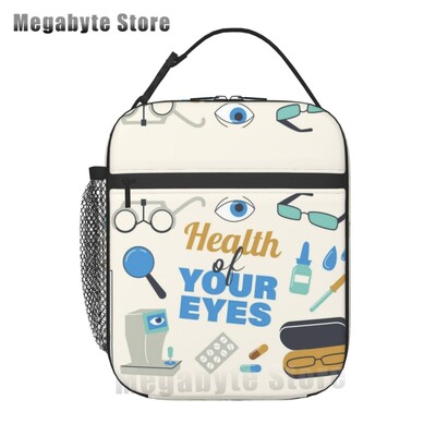 Ochelari de optică, cadou, geantă termoizolantă pentru prânz, pentru femei, diagramă pentru ochi, refrigerator reutilizabil, cutie de prânz pentru alimente, copii, școlari