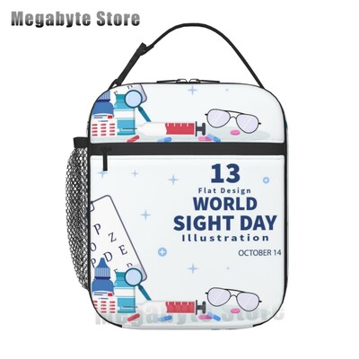 Ochelari de optică, cadou, geantă termoizolantă pentru prânz, pentru femei, diagramă pentru ochi, refrigerator reutilizabil, cutie de prânz pentru alimente, copii, școlari