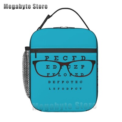 Ochelari de optică, cadou, geantă termoizolantă pentru prânz, pentru femei, diagramă pentru ochi, refrigerator reutilizabil, cutie de prânz pentru alimente, copii, școlari