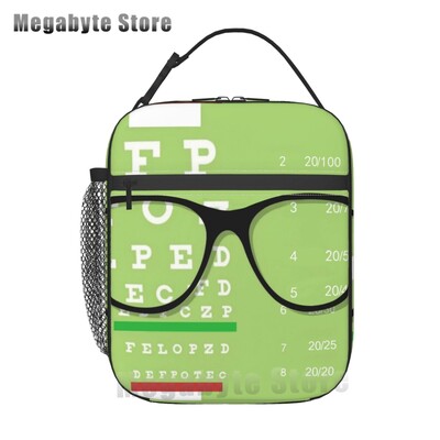 Ochelari de optică, cadou, geantă termoizolantă pentru prânz, pentru femei, diagramă pentru ochi, refrigerator reutilizabil, cutie de prânz pentru alimente, copii, școlari