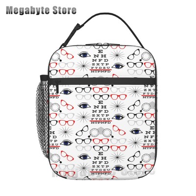 Ochelari de optică, cadou, geantă termoizolantă pentru prânz, pentru femei, diagramă pentru ochi, refrigerator reutilizabil, cutie de prânz pentru alimente, copii, școlari