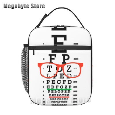 Ochelari de optică, cadou, geantă termoizolantă pentru prânz, pentru femei, diagramă pentru ochi, refrigerator reutilizabil, cutie de prânz pentru alimente, copii, școlari