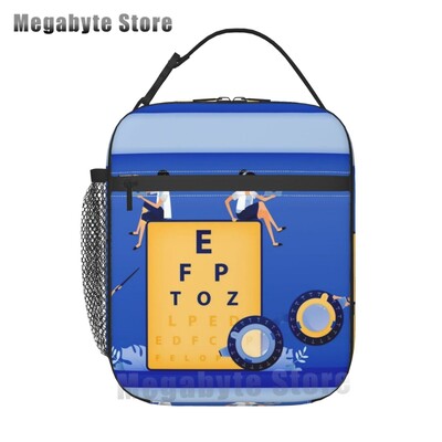 Ochelari de optică, cadou, geantă termoizolantă pentru prânz, pentru femei, diagramă pentru ochi, refrigerator reutilizabil, cutie de prânz pentru alimente, copii, școlari