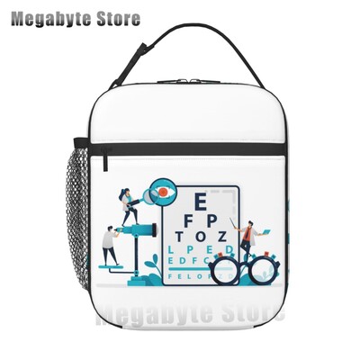 Ochelari de optică, cadou, geantă termoizolantă pentru prânz, pentru femei, diagramă pentru ochi, refrigerator reutilizabil, cutie de prânz pentru alimente, copii, școlari