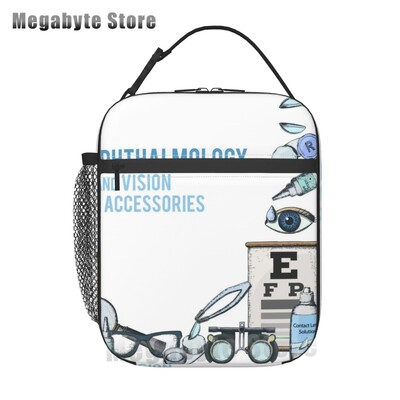 Ochelari de optică, cadou, geantă termoizolantă pentru prânz, pentru femei, diagramă pentru ochi, refrigerator reutilizabil, cutie de prânz pentru alimente, copii, școlari