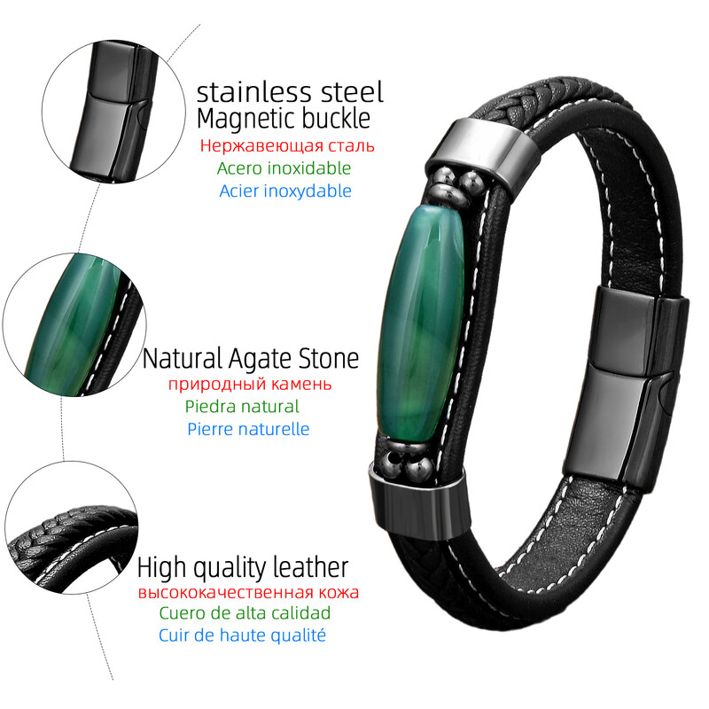 6 krāsu dabīgas ūdens piliena formas ahātu akmens rokassprādze vīriešiem sievietēm personalizēta roku darbs jauna dizaina rotaslietas rokassprādzes Homme