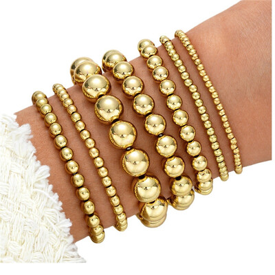 6 bucăți/set Brățări cu margele de culoare aurie pentru femei Punk Vnitage Bijuterii Stretch Pulseras Mujer Femme