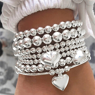 6 bucăți/set Brățări cu margele de culoare aurie pentru femei Punk Vnitage Bijuterii Stretch Pulseras Mujer Femme