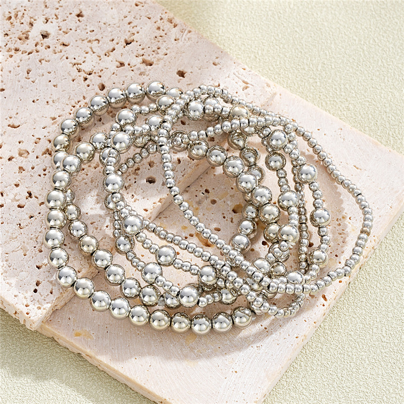 6 bucăți/set Brățări cu margele de culoare aurie pentru femei Punk Vnitage Bijuterii Stretch Pulseras Mujer Femme