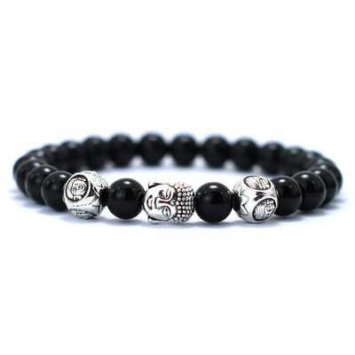 Минималистична мъжка гривна Естествен 8 мм камък реколта Буда Braclet Homme Медитация Йога Бижута Lava Tiger Eyes Beaded Braslet