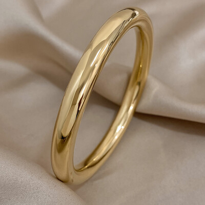 Гланцова едноцветна дебела гривна от неръждаема стомана, гривна за жени, маншет, лента за ръка, гладка водоустойчива талисманска гривна, бижута, подарък