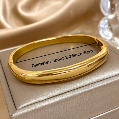 Гланцова едноцветна дебела гривна от неръждаема стомана, гривна за жени, маншет, лента за ръка, гладка водоустойчива талисманска гривна, бижута, подарък