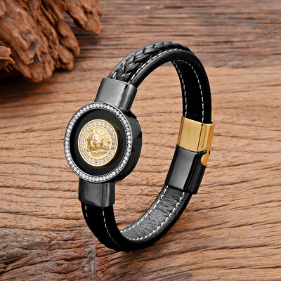 Блестящ AAA кубичен цирконий Луксозна гривна с талисман с животни Модерни микроинкрустирани кристали Мъже Жени Гривни Homme Бижута Подаръци