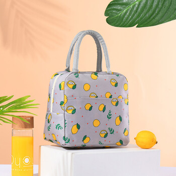 Lemon Printed Cooler Lunch Box Φορητό μονωμένο φύλλο αλουμινίου καμβά Τσάντα μεσημεριανού γεύματος Θερμικά τρόφιμα Τσάντες μεσημεριανού πικνίκ για γυναίκες Παιδιά