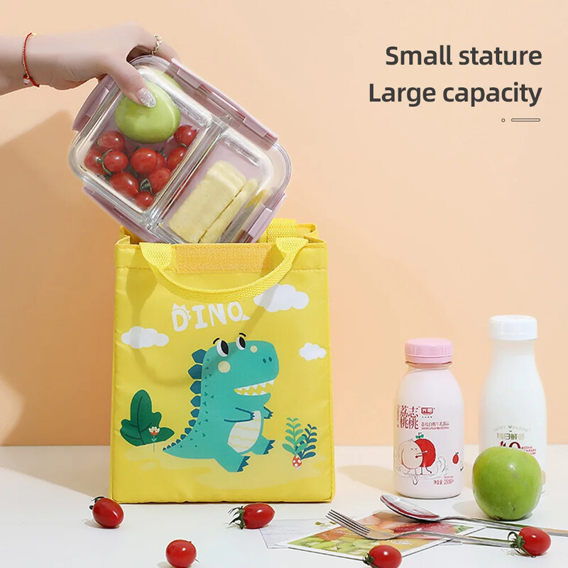 Karikatūras bērnu pusdienu soma Pārnēsājama termiskā soma bērniem izolēta pusdienu soma skolas dzesētājam Bento maisiņš vakariņu konteinera rokassomas