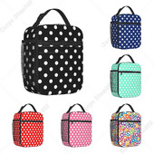 Melnbalta punktveida izolēta pusdienu soma sievietēm, pārnēsājams dzesētājs, termiskais pusdienu maisiņš, bērnu skolas bērniem