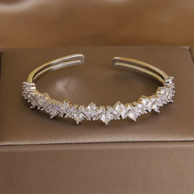 Klasiskas kristāla burtu ģeometriskas vaļējas rokassprādzes un rokassprādzes sievietēm Modes zīmolu rotaslietas panka stila aproces