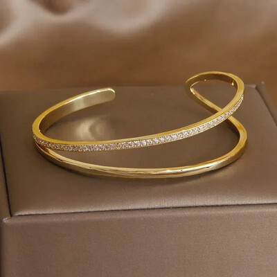 Klasiskas kristāla burtu ģeometriskas vaļējas rokassprādzes un rokassprādzes sievietēm Modes zīmolu rotaslietas panka stila aproces