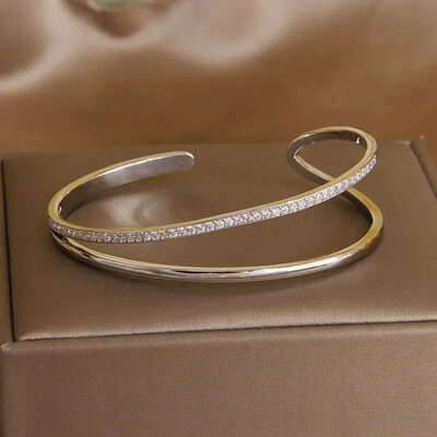 Klasiskas kristāla burtu ģeometriskas vaļējas rokassprādzes un rokassprādzes sievietēm Modes zīmolu rotaslietas panka stila aproces