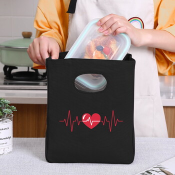 Τσάντες Cooler Portable Thermal Lunch Bag Love Print for Women Portable Fridge Bag Box Lunch Box Τσάντες τροφίμων για παιδιά Ανθεκτικό Bento Pouch