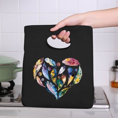 Genți frigorifice Geantă portabilă termică pentru prânz Love Print pentru femei Geantă portabilă pentru frigider Cutie de prânz Saci cu alimente pentru copii Husă Bento durabilă