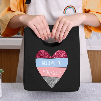 Genți frigorifice Geantă portabilă termică pentru prânz Love Print pentru femei Geantă portabilă pentru frigider Cutie de prânz Saci cu alimente pentru copii Husă Bento durabilă