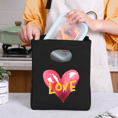 Genți frigorifice Geantă portabilă termică pentru prânz Love Print pentru femei Geantă portabilă pentru frigider Cutie de prânz Saci cu alimente pentru copii Husă Bento durabilă